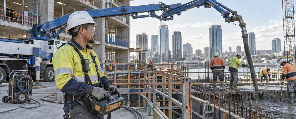 Illustration of a person working as a concrete pump operator