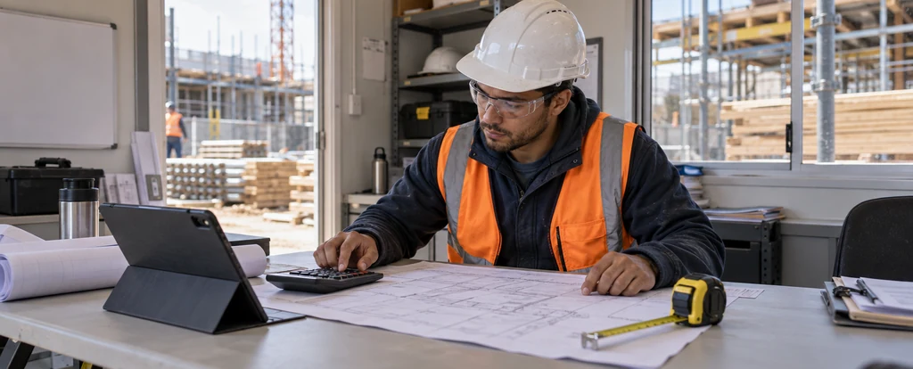 Illustration of a person working as a construction estimator