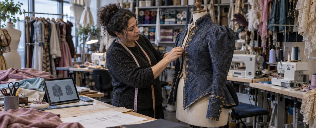 Illustration of a person working as a costume maker