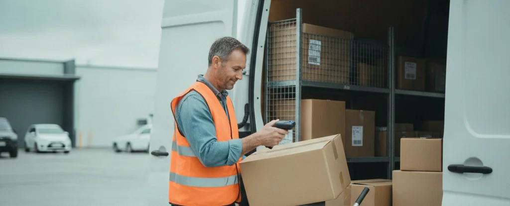 Illustration of a person working as a courier