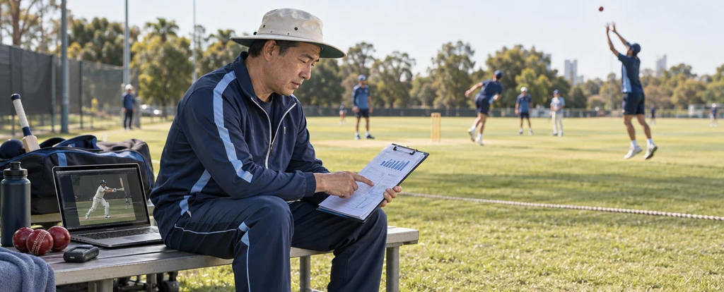 Illustration of a person working as a cricket coach