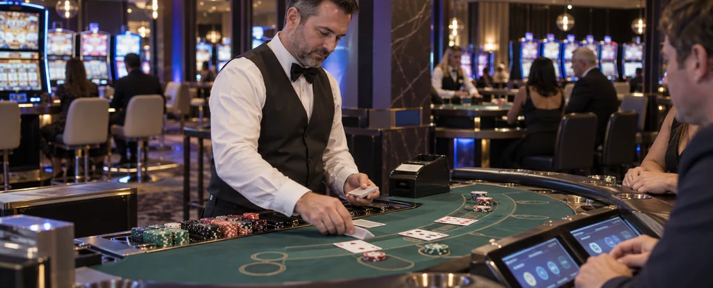 Illustration of a person working as a croupier