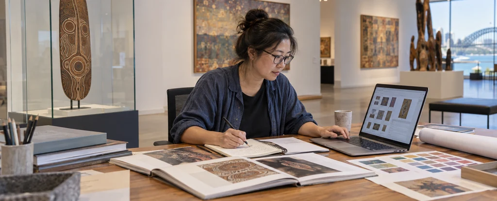 Illustration of a person working as a curator