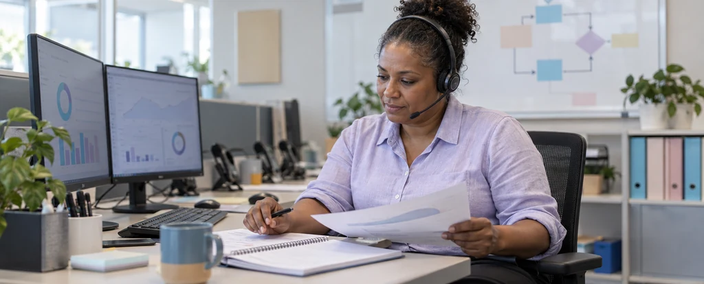 Illustration of a person working as a customer service manager