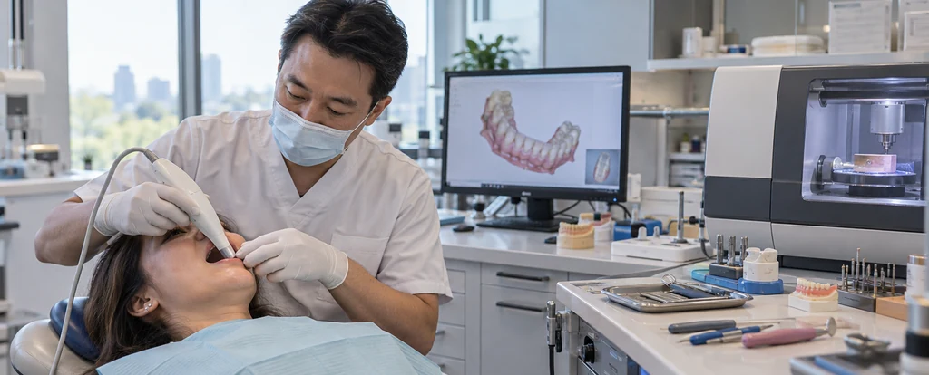 Illustration of a person working as a dental prosthetist