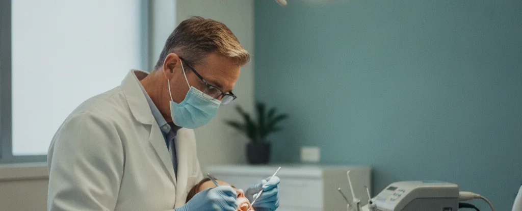 Illustration of a person working as a dentist