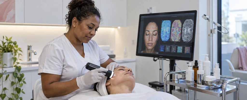 Illustration of a person working as a dermal therapist