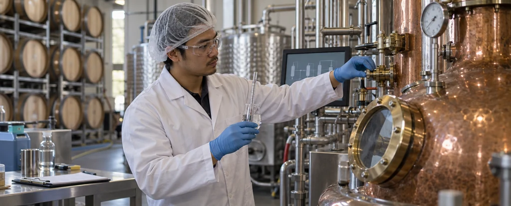 Illustration of a person working as a distiller