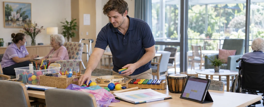 Illustration of a person working as a diversional therapist