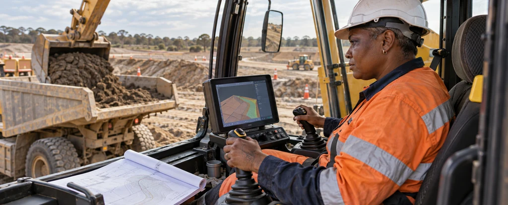 Illustration of a person working as an earthmoving plant operator