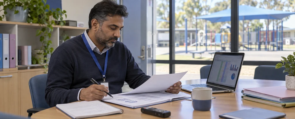 Illustration of a person working as an education reviewer