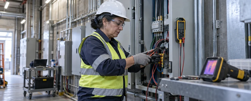 Illustration of a person working as an electrical fitter