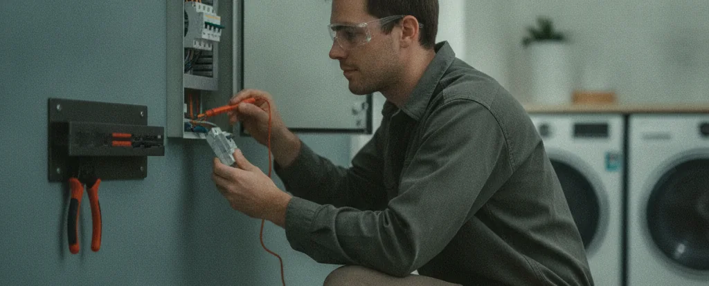 Illustration of a person working as an electrician