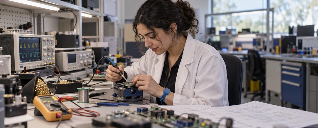 Illustration of a person working as an electronic engineering technician