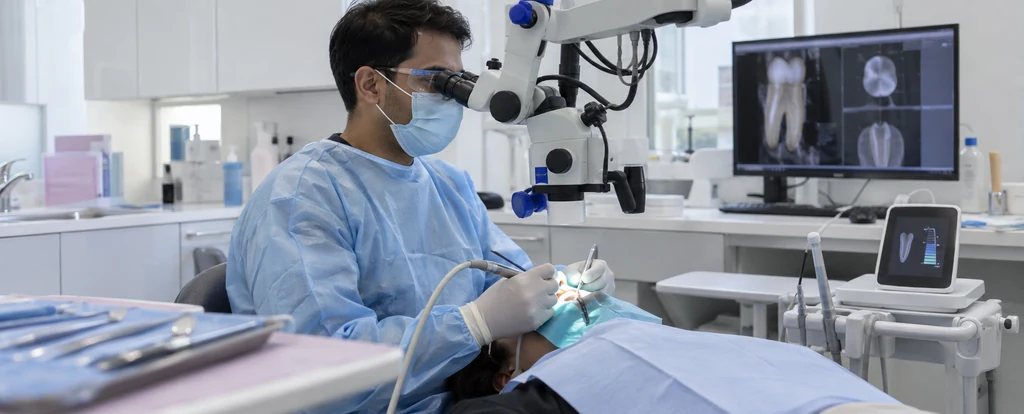 Illustration of a person working as an endodontist