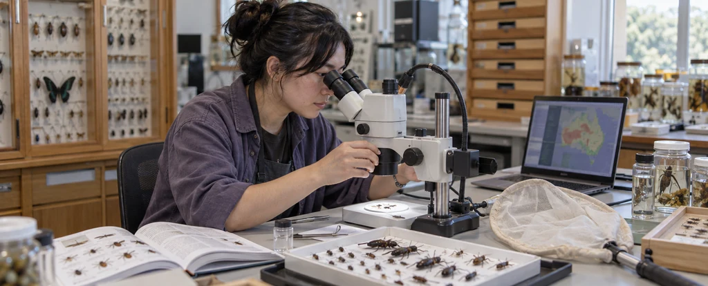 Illustration of a person working as an entomologist