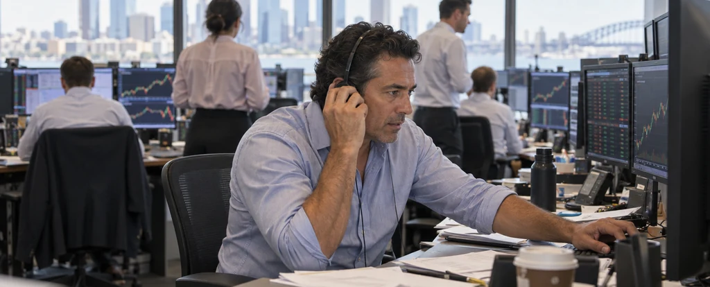 Illustration of a person working as an equities trader
