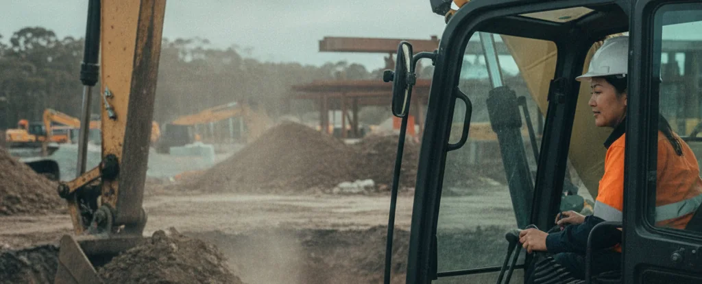 Illustration of a person working as an excavator operator