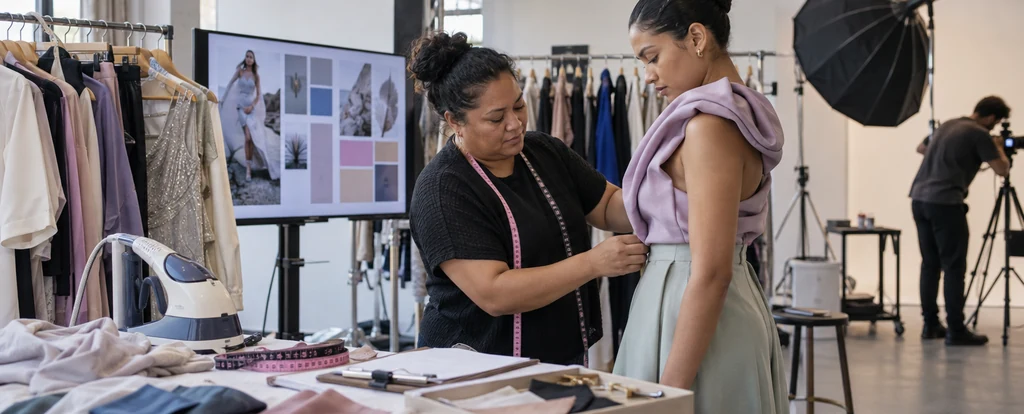 Illustration of a person working as a fashion stylist