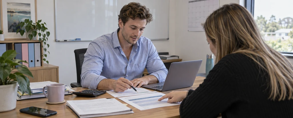 Illustration of a person working as a finance broker