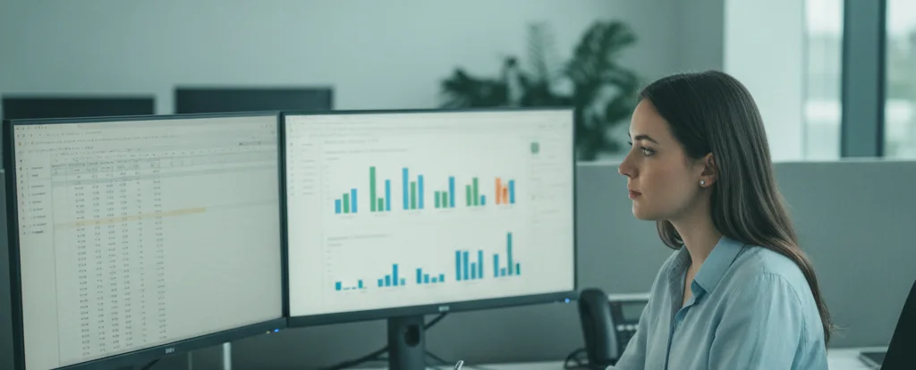 Illustration of a person working as a financial analyst