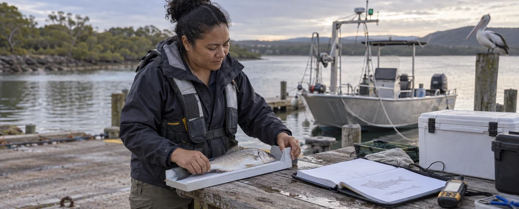 Illustration of a person working as a fisheries scientist