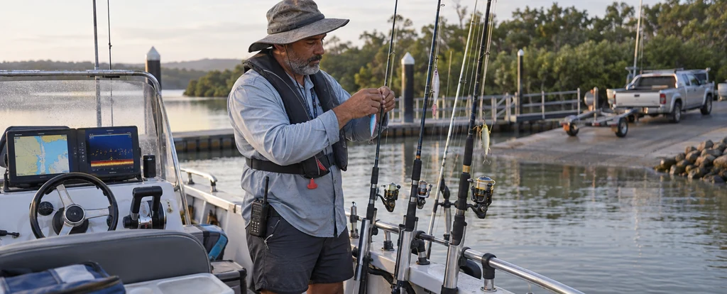 Illustration of a person working as a fishing guide