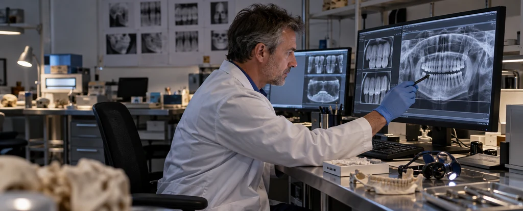 Illustration of a person working as a forensic odontologist