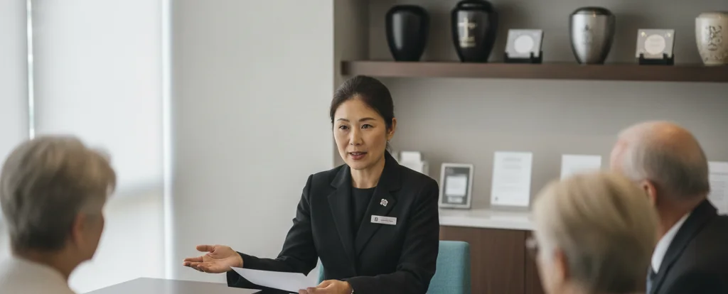 Illustration of a person working as a funeral director