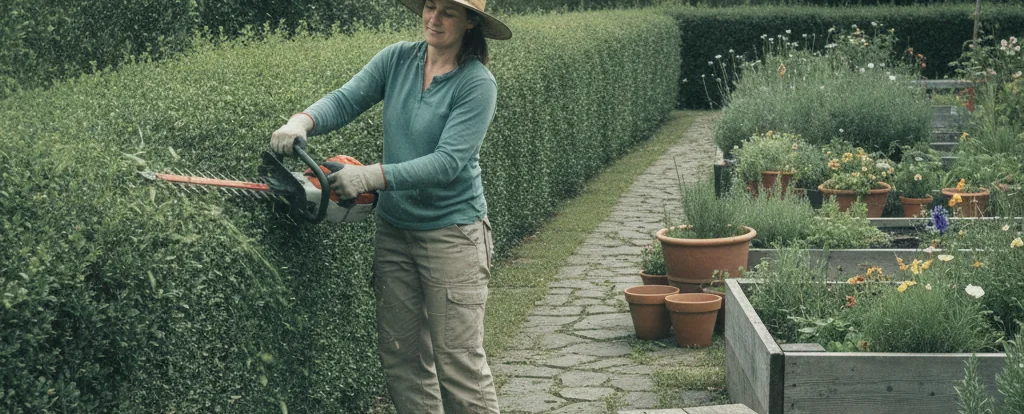 Illustration of a person working as a gardener