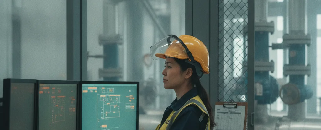 Illustration of a person working as a gas plant operator