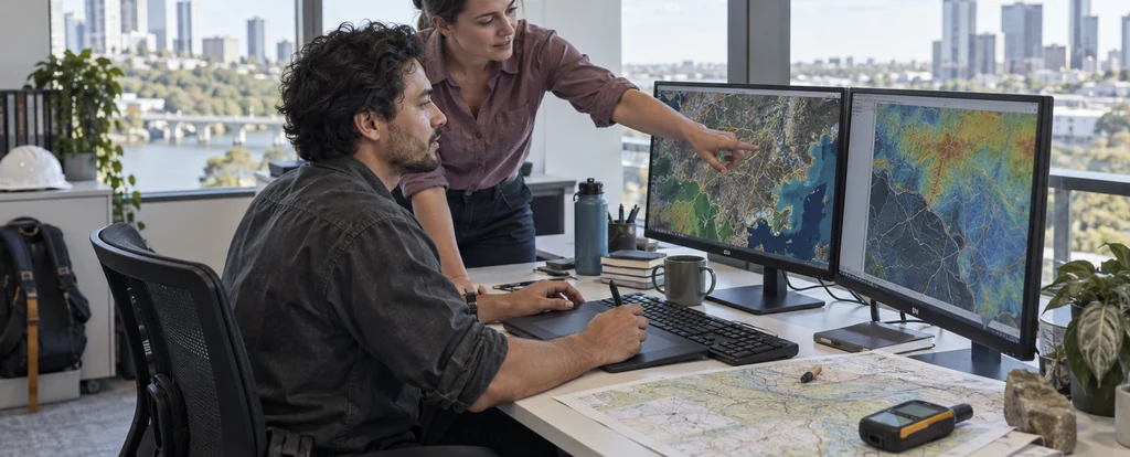 Illustration of a person working as a gis analyst
