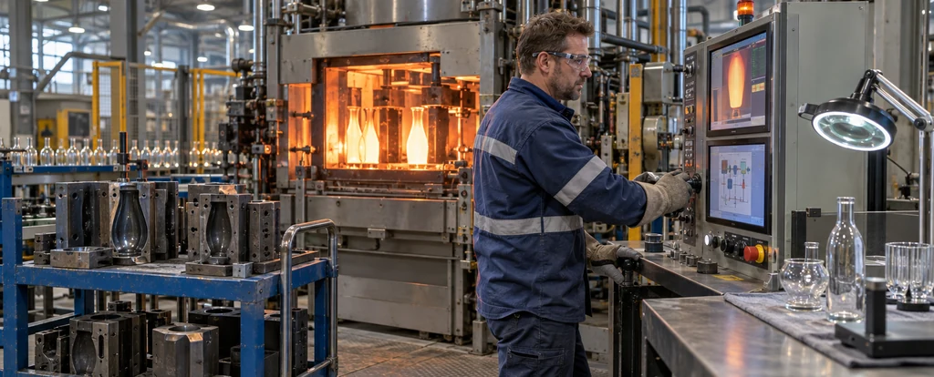 Illustration of a person working as a glass production operator