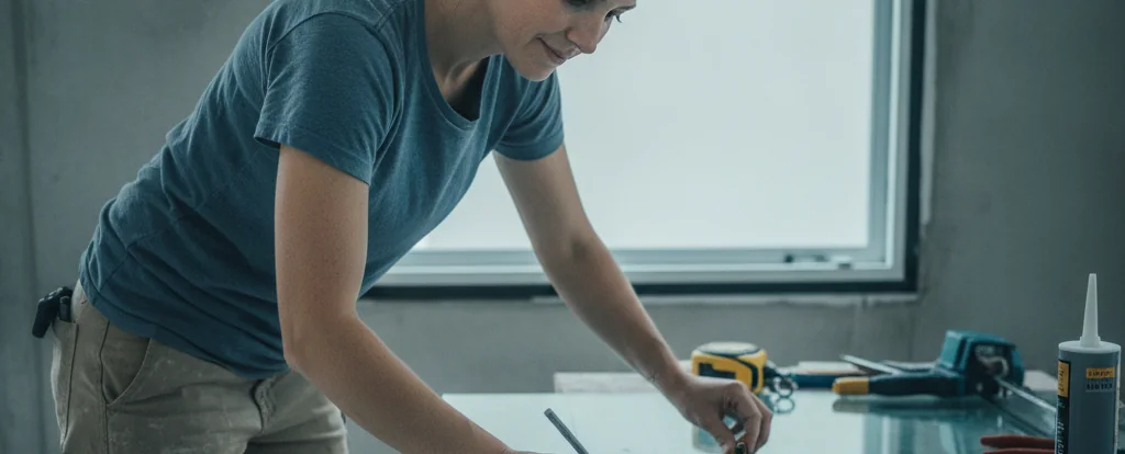 Illustration of a person working as a glazier