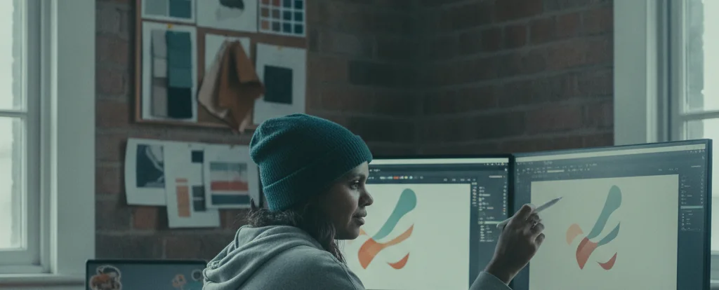 Illustration of a person working as a graphic designer