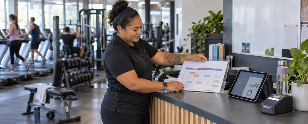 Illustration of a person working as a gym manager
