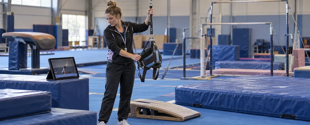 Illustration of a person working as a gymnastics coach