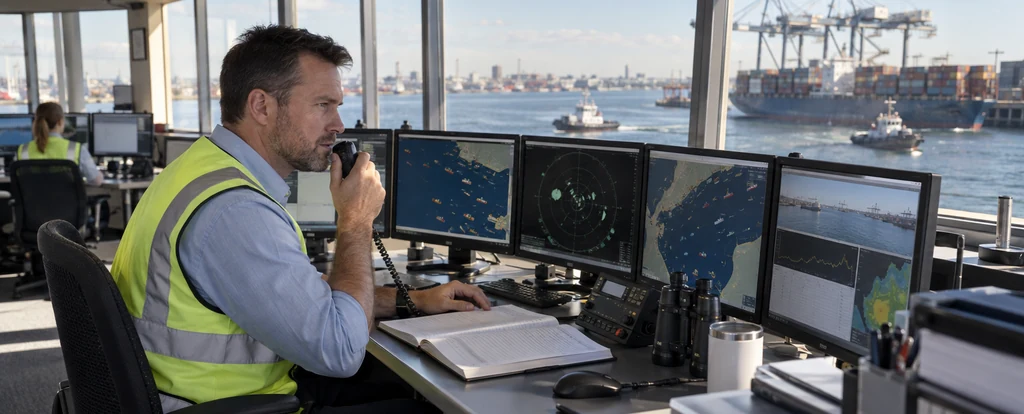 Illustration of a person working as a harbour master