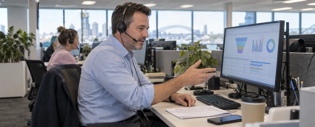 Illustration of a person working as an inside sales representative