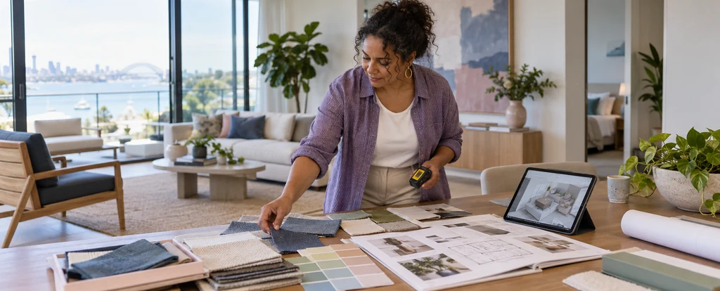 Illustration of a person working as an interior decorator