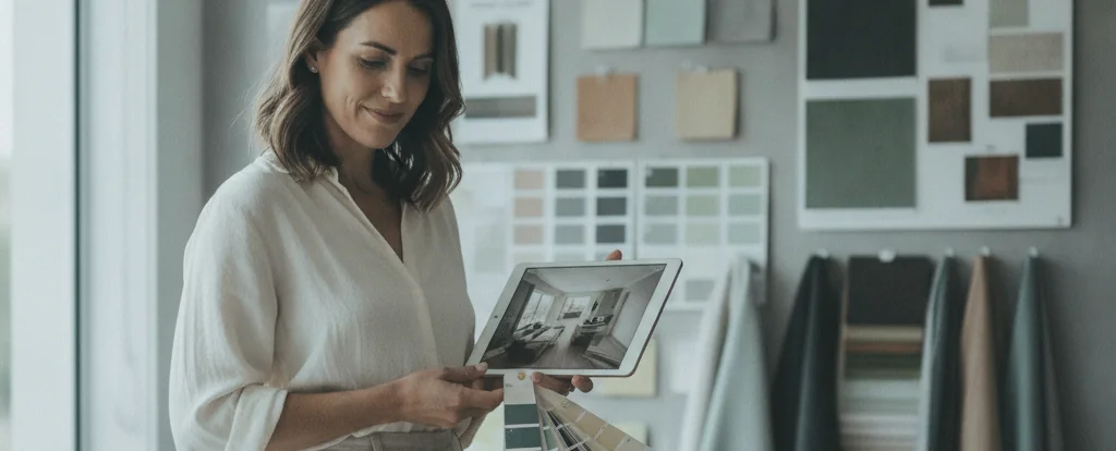 Illustration of a person working as an interior designer