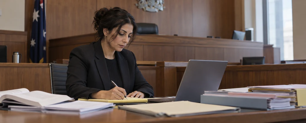 Illustration of a person working as a judge's associate