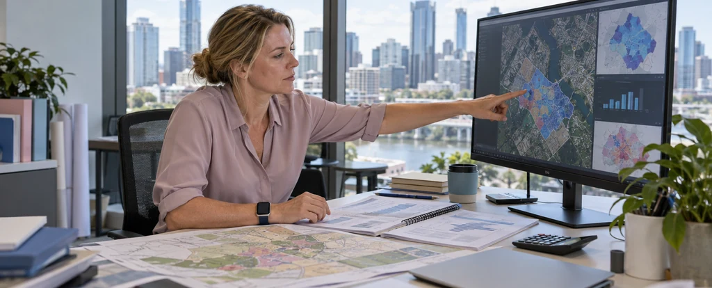 Illustration of a person working as a land economist