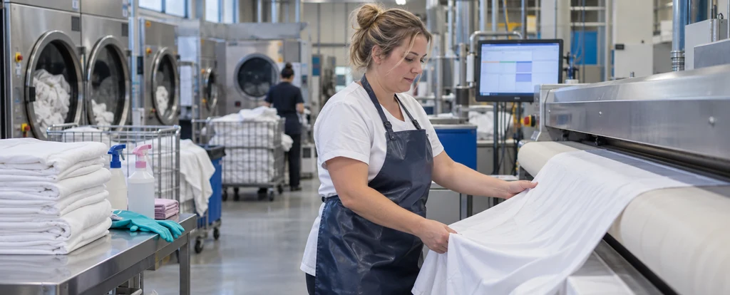 Illustration of a person working as a laundry worker