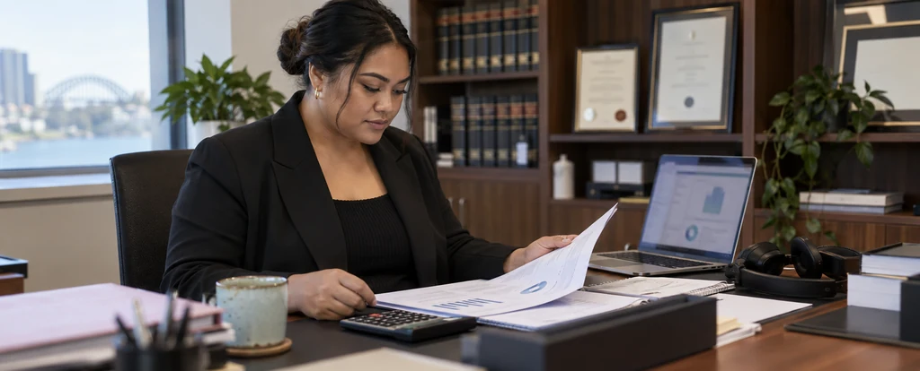 Illustration of a person working as a legal practice manager