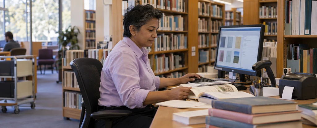 Illustration of a person working as a library technician