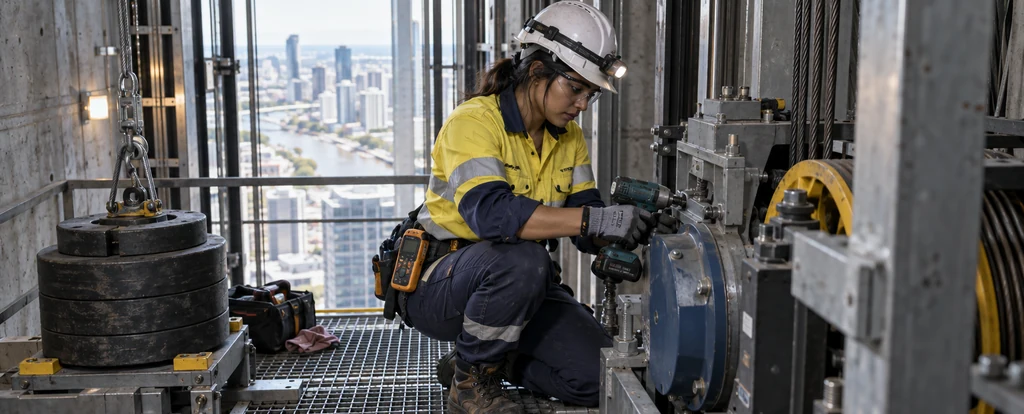Illustration of a person working as a lift mechanic
