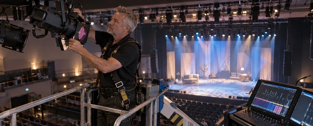 Illustration of a person working as a lighting technician