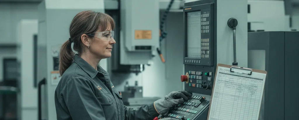 Illustration of a person working as a machine operator