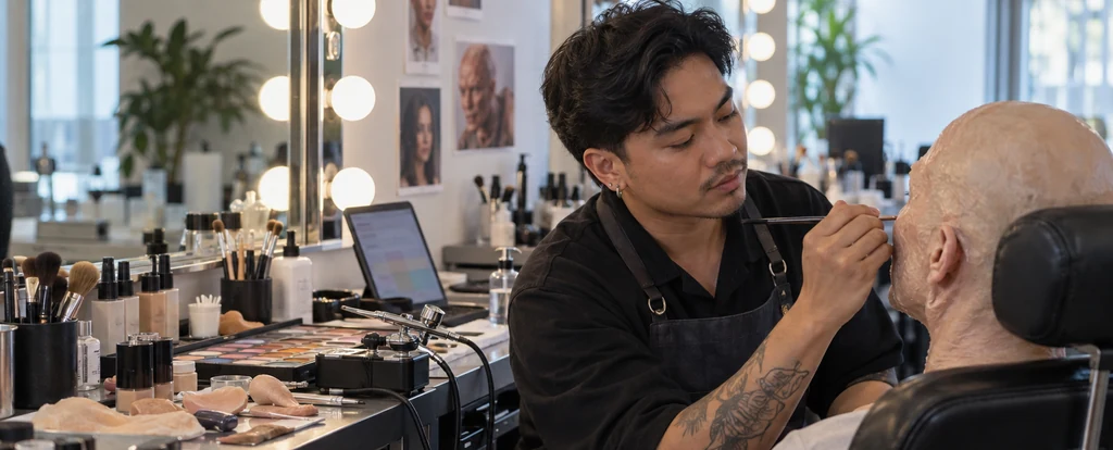 Illustration of a person working as a makeup artist